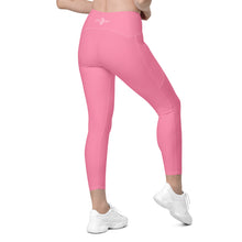 Load image into Gallery viewer, Crossover leggings with pockets (Tickle Me Pink)