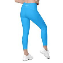 Load image into Gallery viewer, Crossover leggings with pockets (Deep Sky Blue)