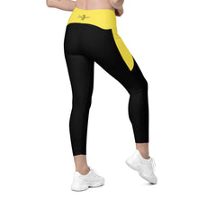 Load image into Gallery viewer, Crossover leggings with pockets (Black & Yellow)