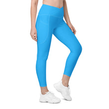 Load image into Gallery viewer, Crossover leggings with pockets (Deep Sky Blue)