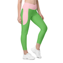 Load image into Gallery viewer, Crossover leggings with pockets (Pink Mantis)