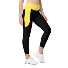 Load image into Gallery viewer, Crossover leggings with pockets (Black & Yellow)