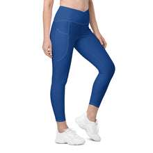 Load image into Gallery viewer, Crossover leggings with pockets (Dark Cerulean)