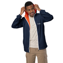 Load image into Gallery viewer, Men’s Windbreaker (Navy w/Orange trim inside)