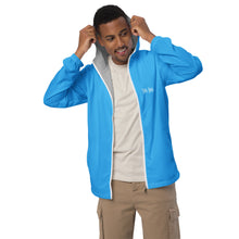 Load image into Gallery viewer, Men’s Windbreaker (Deep Sky Blue w/Silver trim inside)