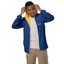 Load image into Gallery viewer, Men’s Windbreaker (Dark Cerulean w/Gold trim inside)