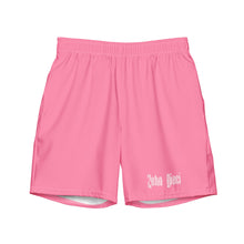 Load image into Gallery viewer, Men's swim trunks (Tickle Me Pink w/White)