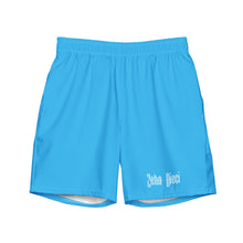 Load image into Gallery viewer, Men's swim trunks (Deep Sky Blue w/White)