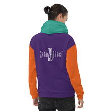 Load image into Gallery viewer, Unisex Hoodie "Jasiri" (Purple, Orange, & Niagara)