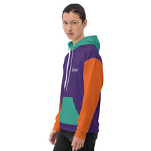 Load image into Gallery viewer, Unisex Hoodie "Jasiri" (Purple, Orange, & Niagara)