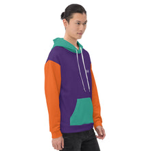 Load image into Gallery viewer, Unisex Hoodie "Jasiri" (Purple, Orange, & Niagara)
