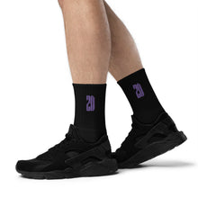 Load image into Gallery viewer, ZD Embroidered socks (Black & Purple)