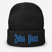 Load image into Gallery viewer, Zehn Dieci Embroidered Beanie (Aqua blue logo)