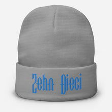 Load image into Gallery viewer, Zehn Dieci Embroidered Beanie (Aqua blue logo)