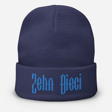 Load image into Gallery viewer, Zehn Dieci Embroidered Beanie (Aqua blue logo)