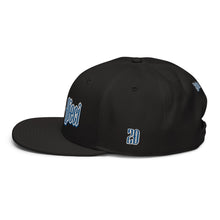 Load image into Gallery viewer, Snapback Hat (Black w/Royal Blue & White)