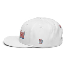 Load image into Gallery viewer, Snapback Hat (White w/Red, White, & Royal Blue)