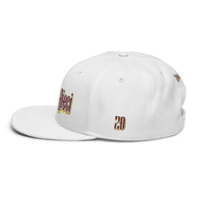 Load image into Gallery viewer, Snapback Hat (White w/Maroon, White, & Gold)