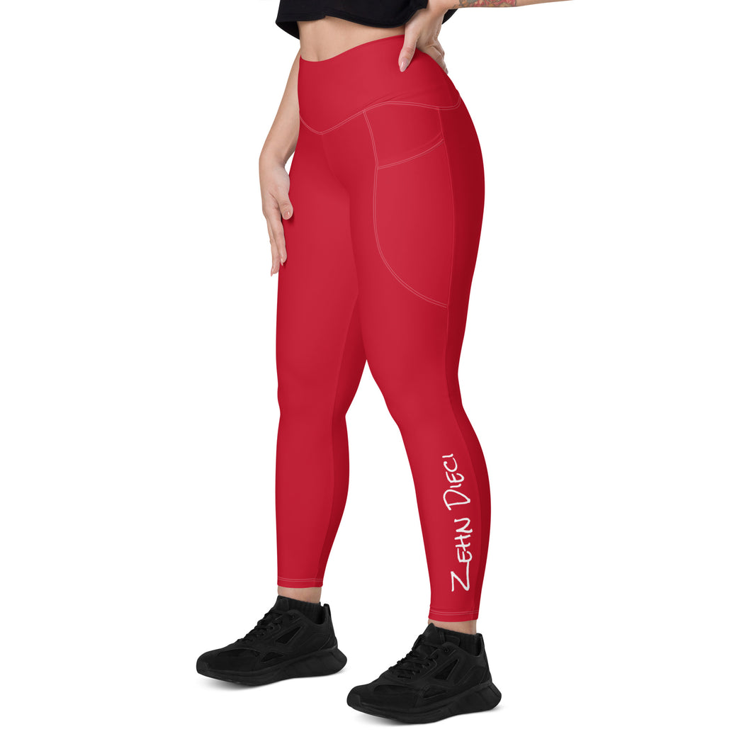 Leggings with pockets (Red w/White)