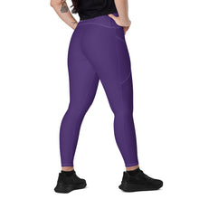 Load image into Gallery viewer, Leggings with pockets (Purple w/White)
