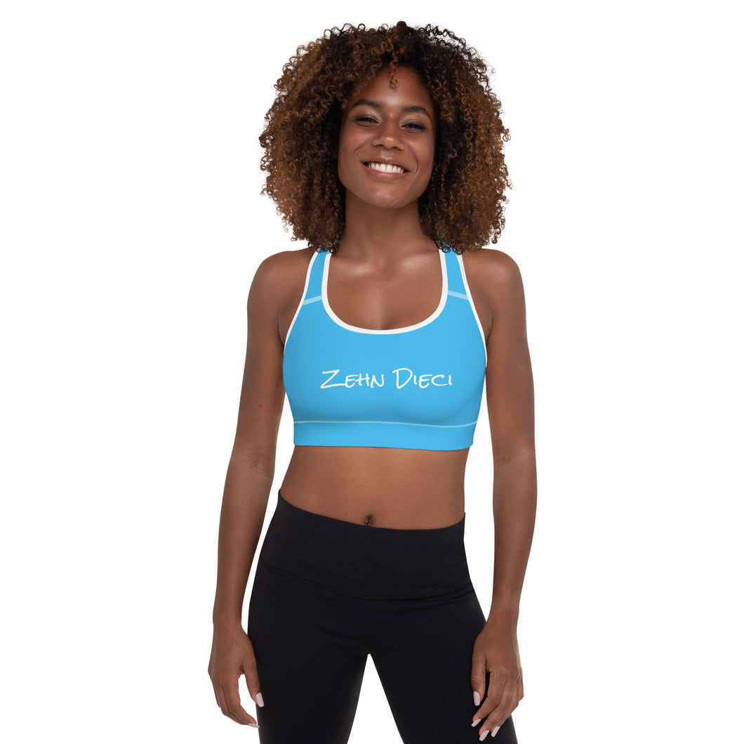 Padded Sports Bra (Deep Sky Blue w/White)