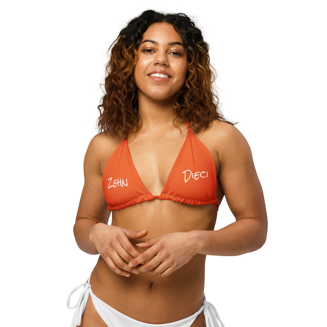 String Bikini Top (Orange w/White)