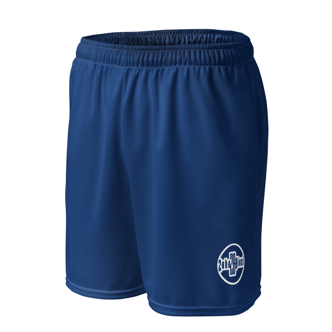 Unisex mesh shorts (Dark Cerulean w/White)