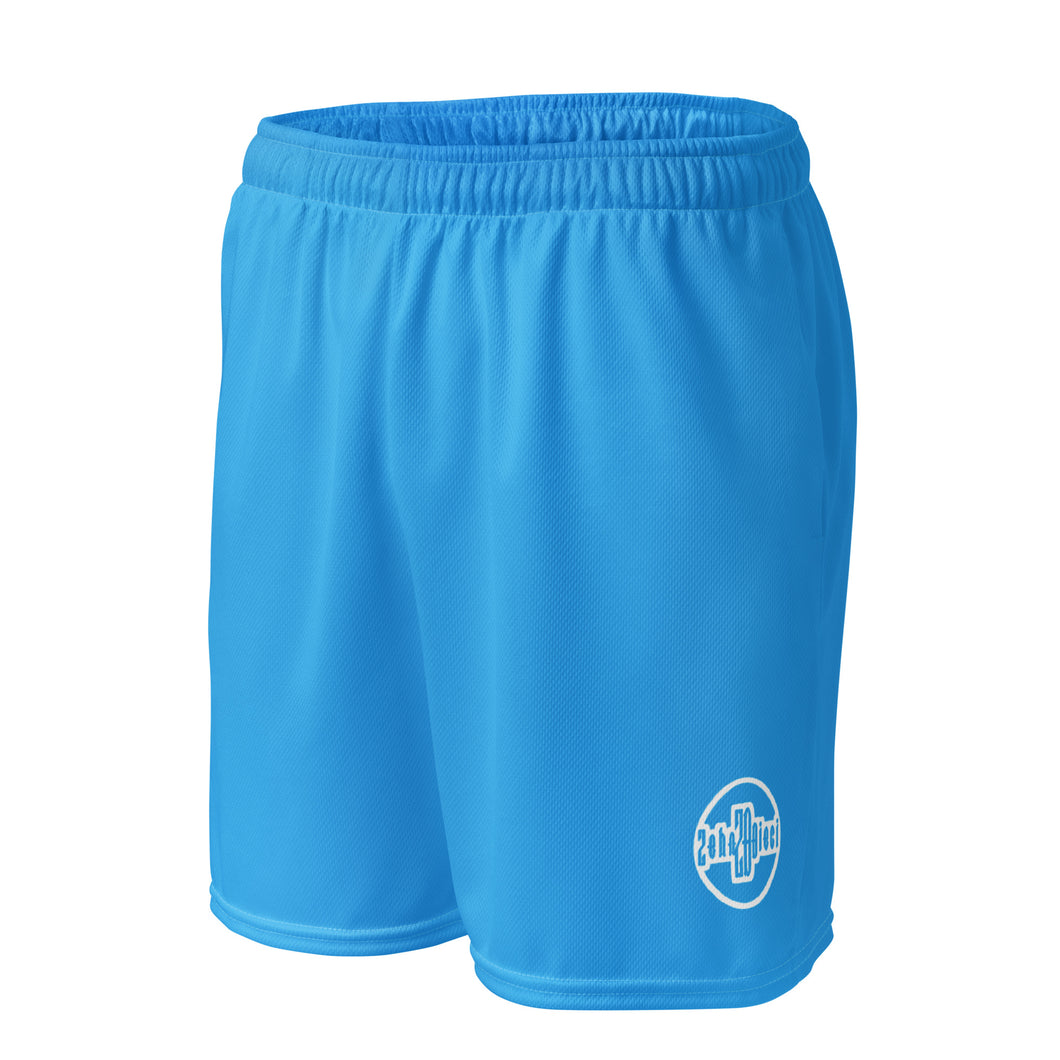 Unisex mesh shorts (Deep Sky Blue w/White)