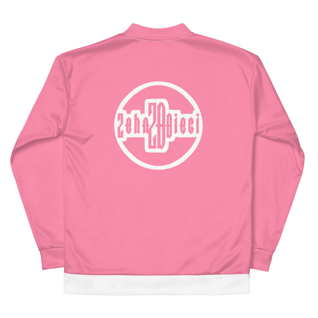 Unisex Bomber Jacket (Tickle Me Pink w/White)