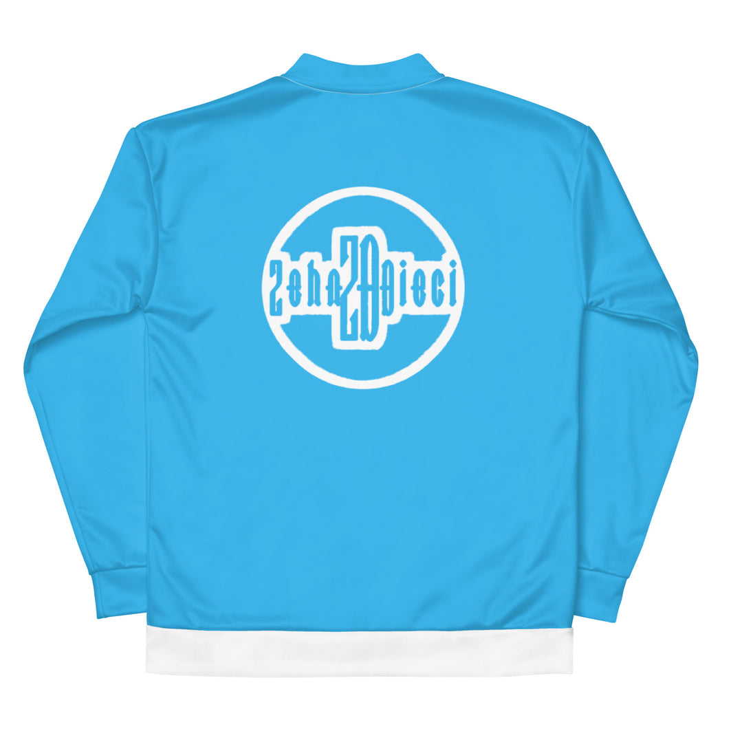 Unisex Bomber Jacket (Deep Sky Blue w/White)