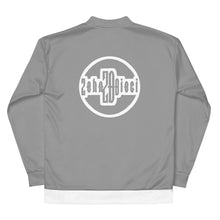 Load image into Gallery viewer, Unisex Bomber Jacket (Grey w/White)
