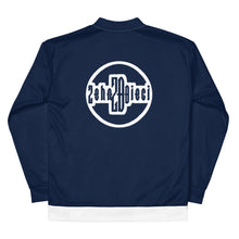 Load image into Gallery viewer, Unisex Bomber Jacket (Navy w/White)
