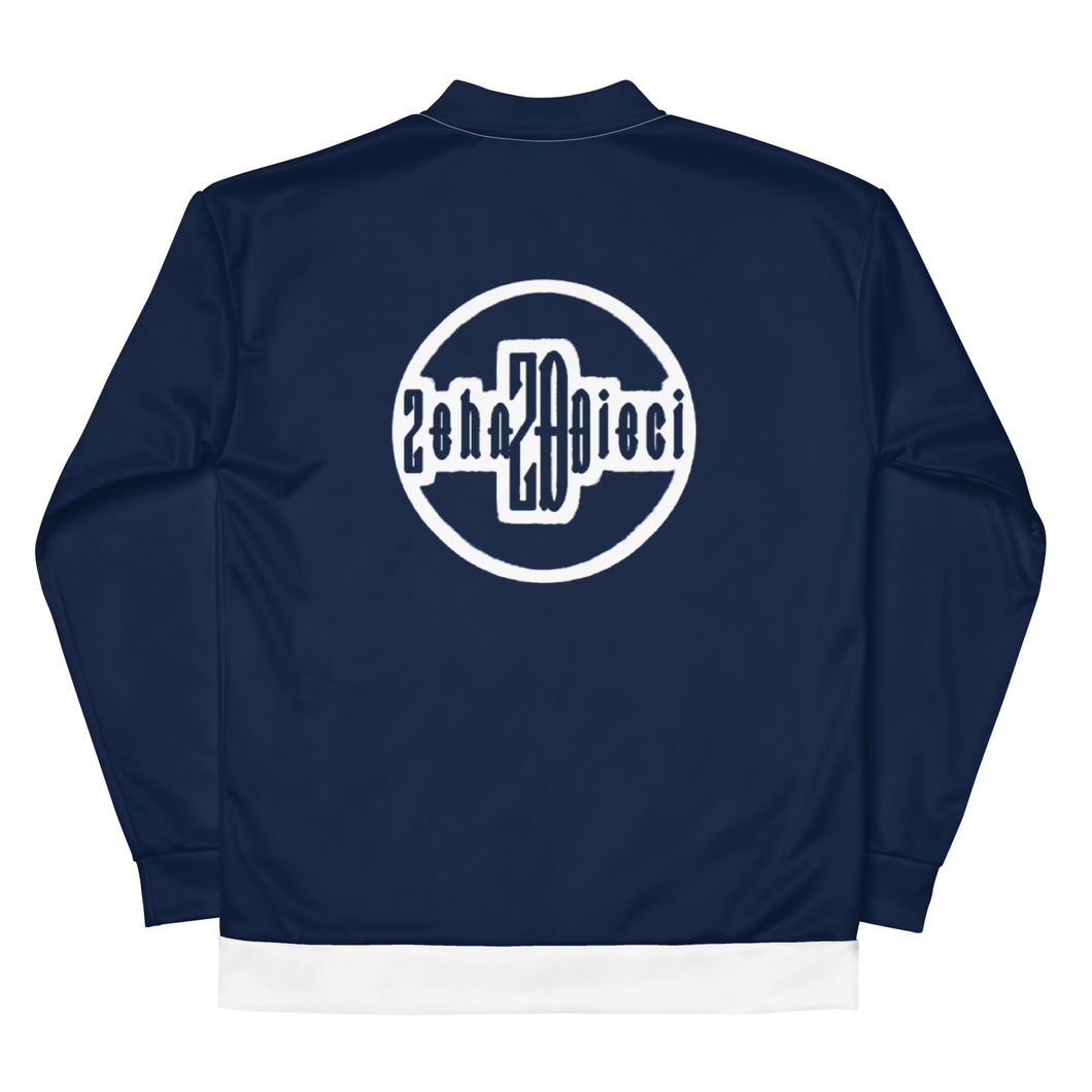 Unisex Bomber Jacket (Navy w/White)