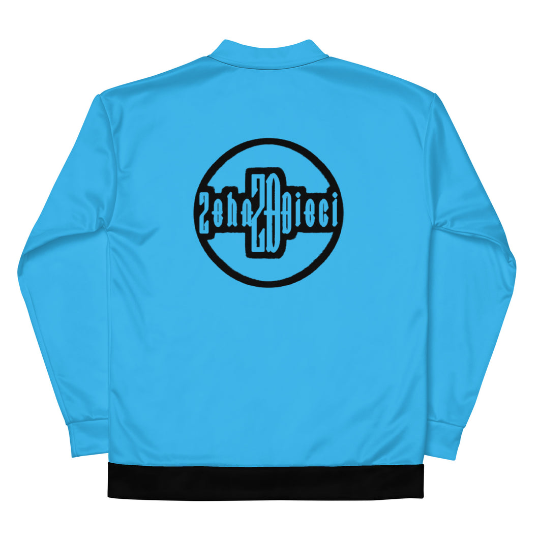 Unisex Bomber Jacket (Deep Sky Blue w/Black)