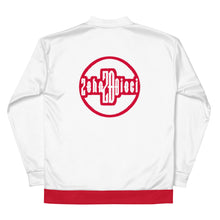 Load image into Gallery viewer, Unisex Bomber Jacket (White w/Red)
