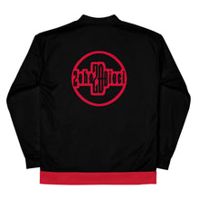Load image into Gallery viewer, Unisex Bomber Jacket (Black w/Red)
