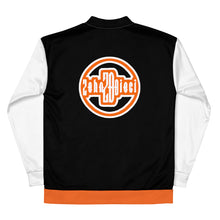 Load image into Gallery viewer, Bomber Jacket (Black w/Orange &amp; White)
