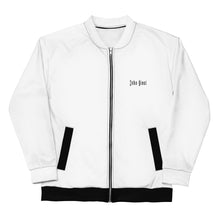 Load image into Gallery viewer, Unisex Bomber Jacket (White w/Black)
