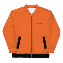 Load image into Gallery viewer, Unisex Bomber Jacket (Orange w/Black)
