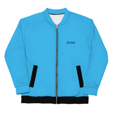 Load image into Gallery viewer, Unisex Bomber Jacket (Deep Sky Blue w/Black)
