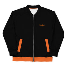 Load image into Gallery viewer, Unisex Bomber Jacket (Black w/Orange)
