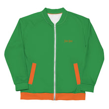 Load image into Gallery viewer, Unisex Bomber Jacket (Sea Green w/Orange)
