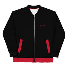 Load image into Gallery viewer, Unisex Bomber Jacket (Black w/Red)
