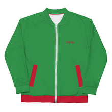 Load image into Gallery viewer, Unisex Bomber Jacket (Sea Green w/Red)
