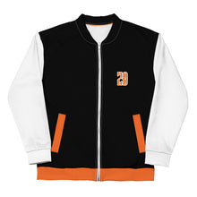 Load image into Gallery viewer, Bomber Jacket (Black w/Orange &amp; White)
