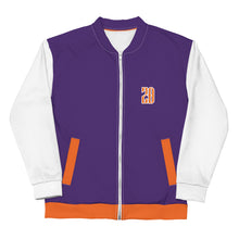 Load image into Gallery viewer, Bomber Jacket (Purple w/Orange &amp; White)
