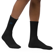 Load image into Gallery viewer, Embroidered socks (Black w/Royal Blue)
