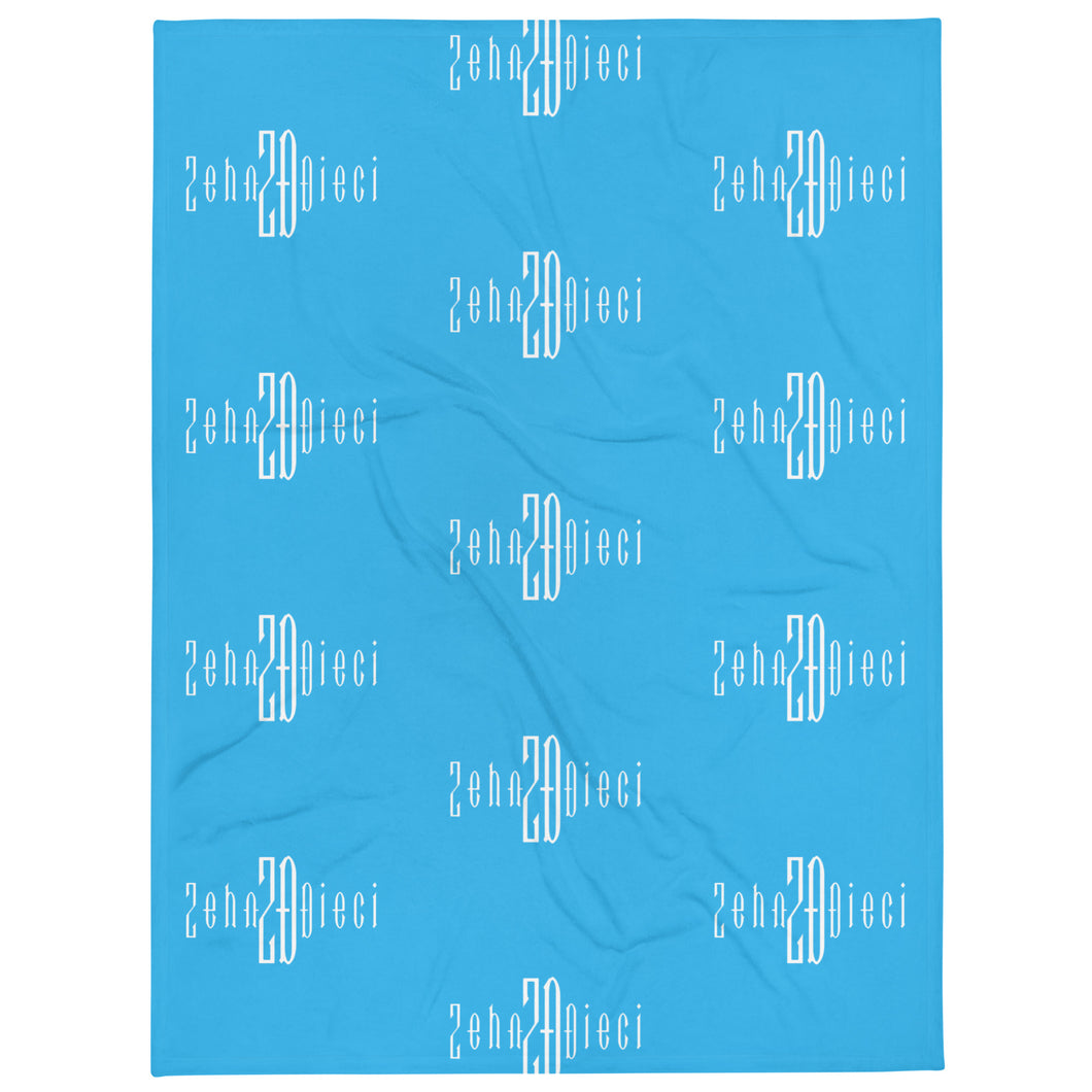 Throw Blanket (Deep Sky Blue w/White)