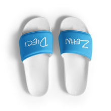 Load image into Gallery viewer, Women&#39;s slides (White w/Deep Sky Blue)
