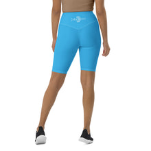 Load image into Gallery viewer, Biker Shorts (Deep Sky Blue w/White)
